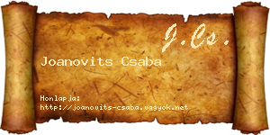 Joanovits Csaba névjegykártya